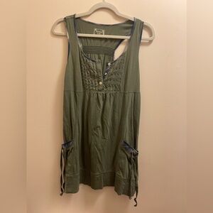 Green Tunic with Plaid Trim